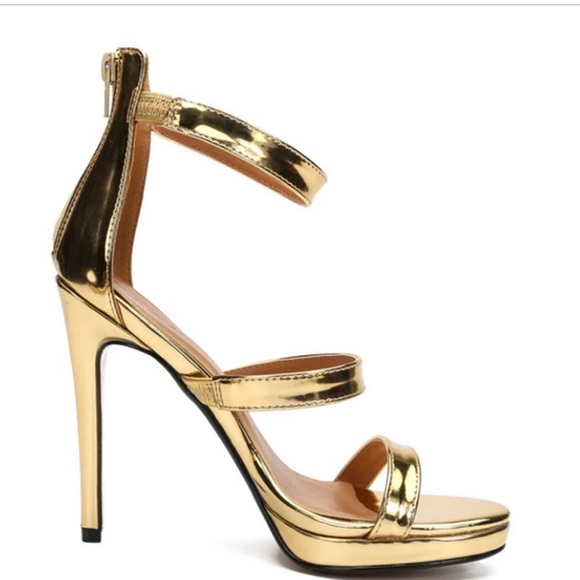 Gold unisex heeled sandals - Picture 2 of 2